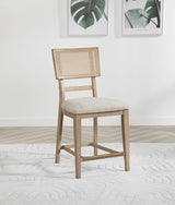 Kailani Radio Weave Cane Counter Dining Side Chair Beige Oak, Set of 2 by Coaster at Eve Furniture