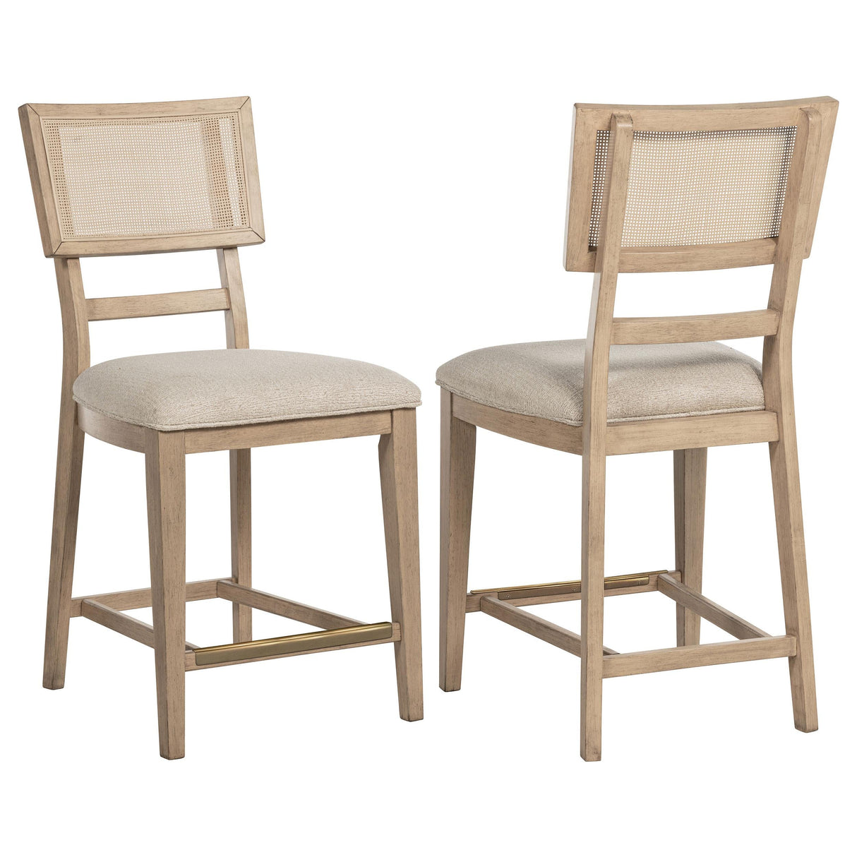 Kailani Radio Weave Cane Counter Dining Side Chair Beige Oak, Set of 2 by Coaster at Eve Furniture