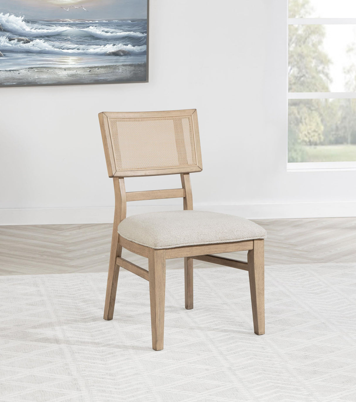 Kailani Radio Weave Cane Dining Side Chair Beige Oak, Set of 2 by Coaster at Eve Furniture