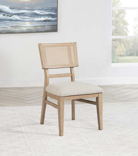 Kailani Radio Weave Cane Dining Side Chair Beige Oak, Set of 2 by Coaster at Eve Furniture