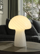 Kanaby White Mushroom Shaped Glass Bedside Table Lamp by Coaster at Eve Furniture