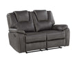 Katrine Charcoal Manual Reclining Loveseat by Steve Silver at Eve Furniture