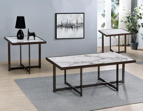 Kayley 3-Piece Sintered Stone Table Set by Steve Silver at Eve Furniture