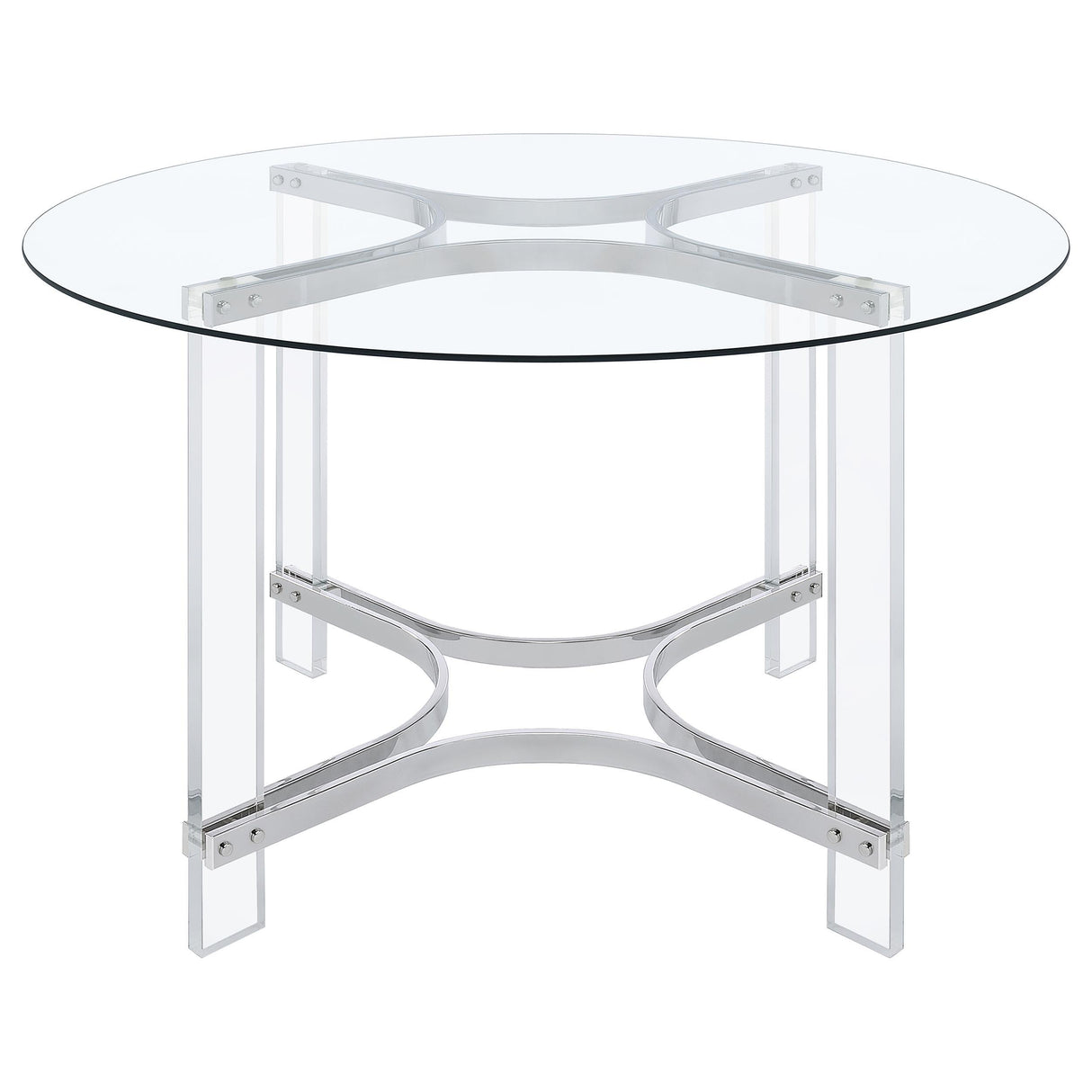 Keeling Chrome 5-Piece Round Glass Top Acrylic Dining Set by Coaster at Eve Furniture