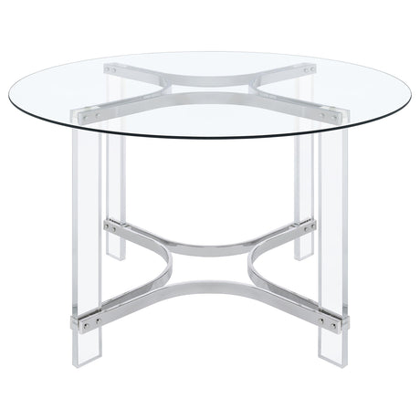 Keeling Chrome 5-Piece Round Glass Top Acrylic Dining Set by Coaster at Eve Furniture