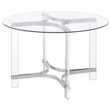 Keeling Chrome 5-Piece Round Glass Top Acrylic Dining Set by Coaster at Eve Furniture
