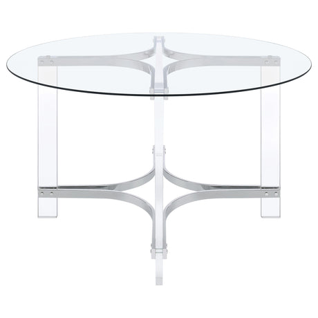 Keeling Chrome 5-Piece Round Glass Top Acrylic Dining Set by Coaster at Eve Furniture