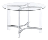 Keeling Chrome 5-Piece Round Glass Top Acrylic Dining Set by Coaster at Eve Furniture