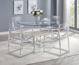 Keeling Chrome 5-Piece Round Glass Top Acrylic Dining Set by Coaster at Eve Furniture