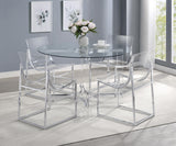 Keeling Chrome 5-Piece Round Glass Top Acrylic Dining Set by Coaster at Eve Furniture