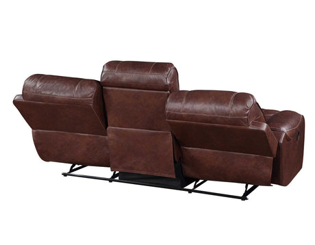 Keily Brown Reclining Sofa with Drop-Down Table by Steve Silver at Eve Furniture