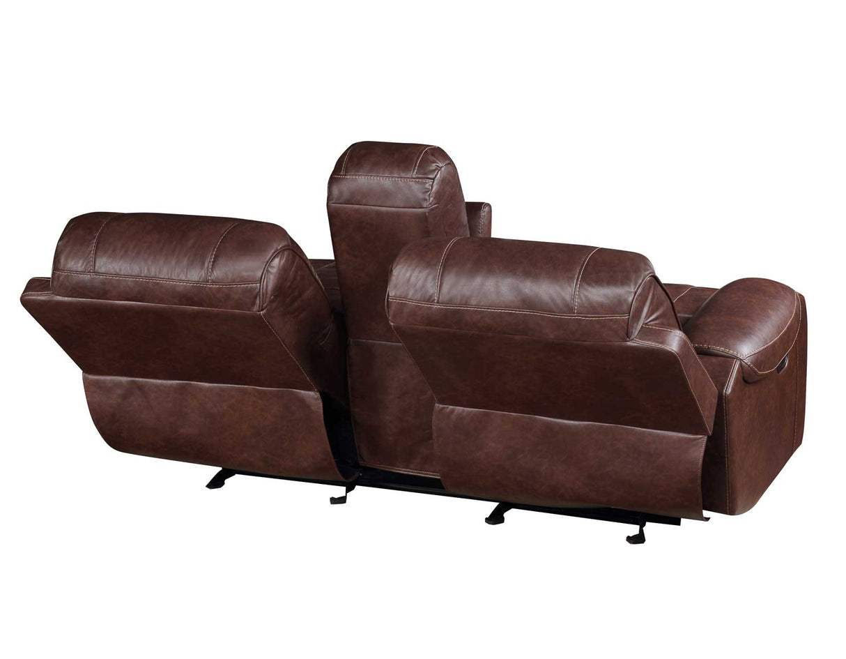 Keily Brown Reclining Sofa with Drop-Down Table by Steve Silver at Eve Furniture