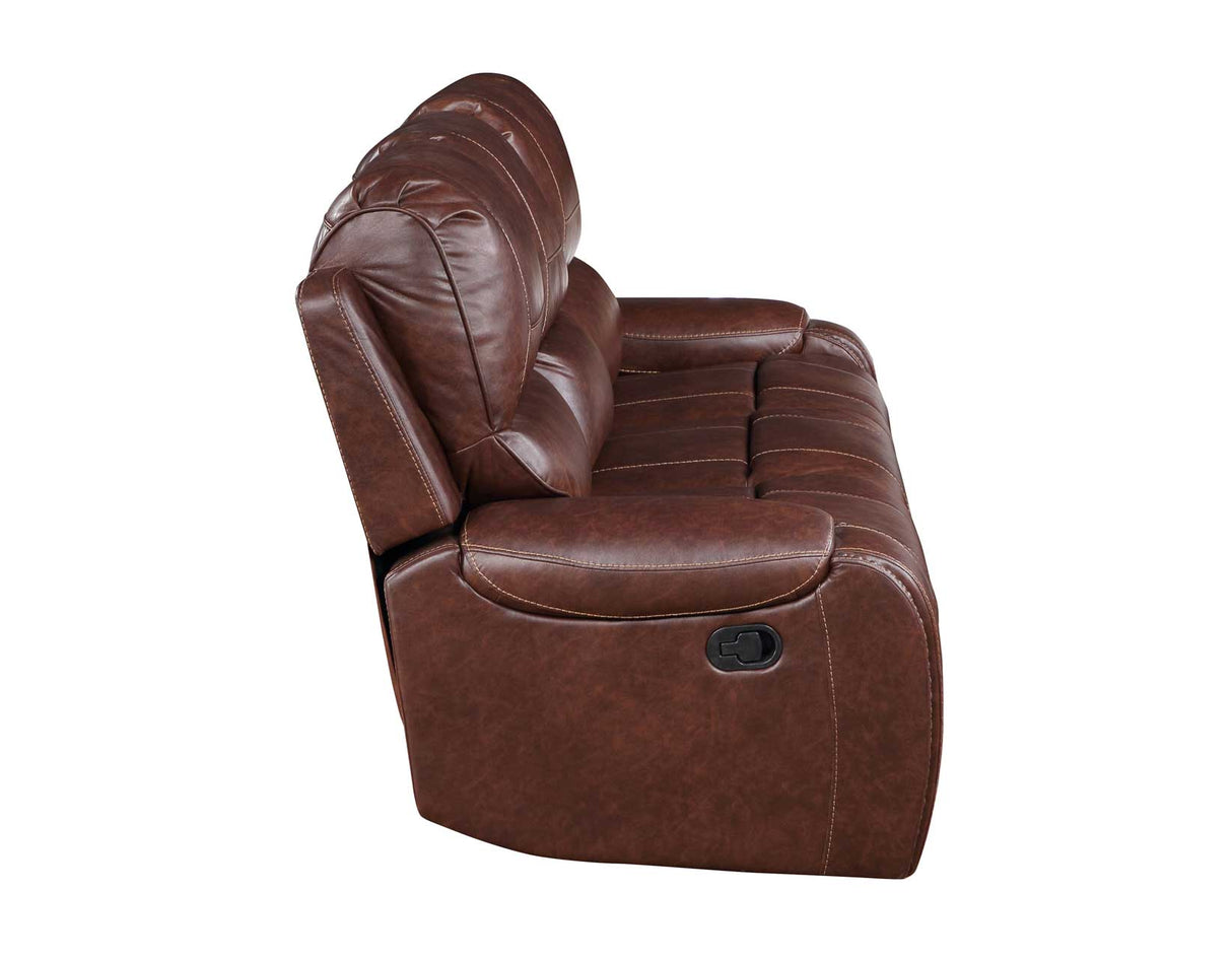 Keily Brown Reclining Sofa with Drop-Down Table by Steve Silver at Eve Furniture