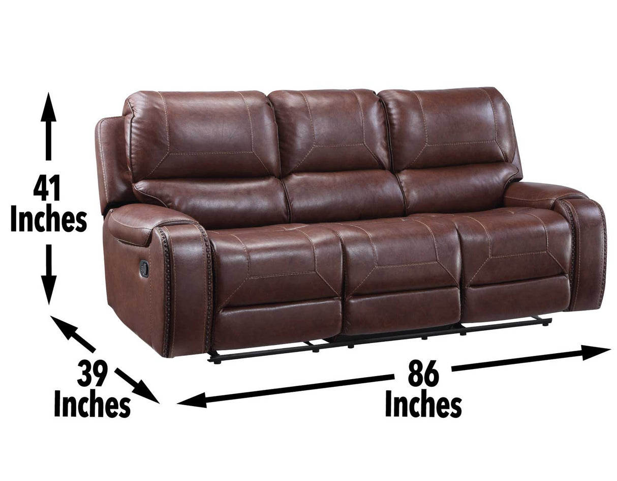 Keily Brown Reclining Sofa with Drop-Down Table by Steve Silver at Eve Furniture