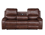 Keily Brown Reclining Sofa with Drop-Down Table by Steve Silver at Eve Furniture