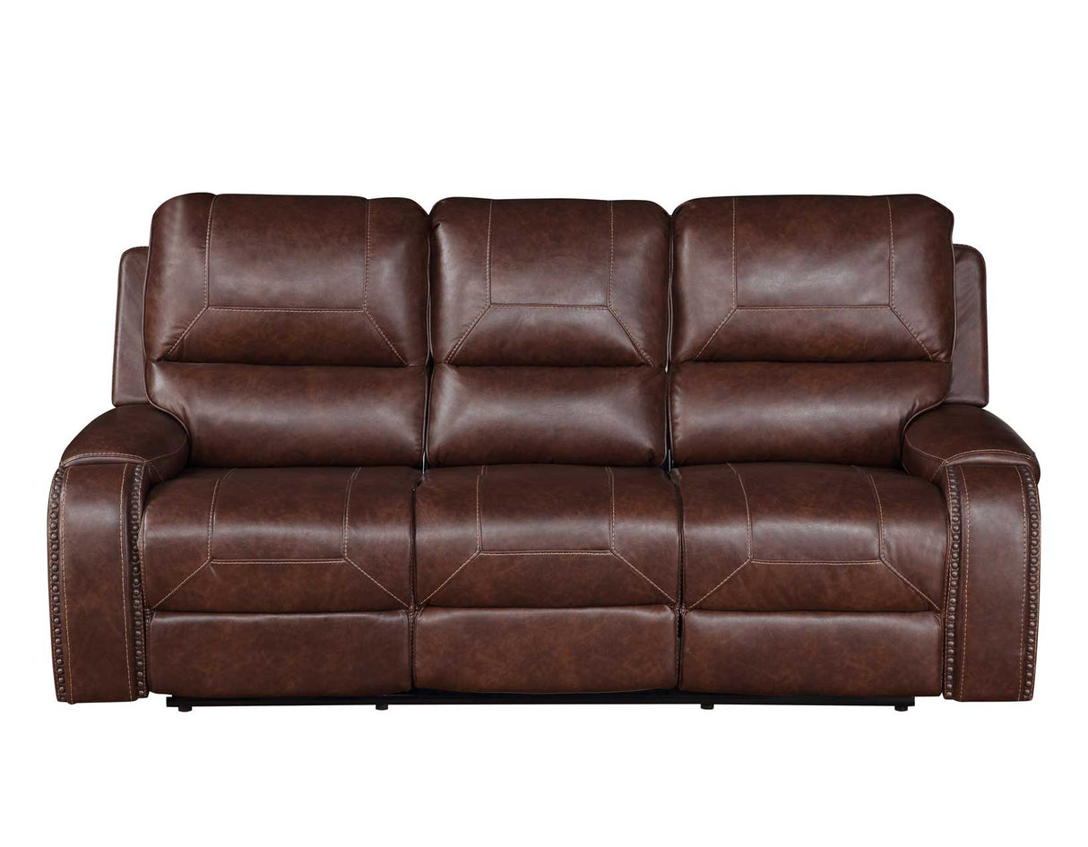 Keily Brown Reclining Sofa with Drop-Down Table by Steve Silver at Eve Furniture