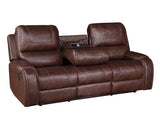 Keily Brown Reclining Sofa with Drop-Down Table by Steve Silver at Eve Furniture