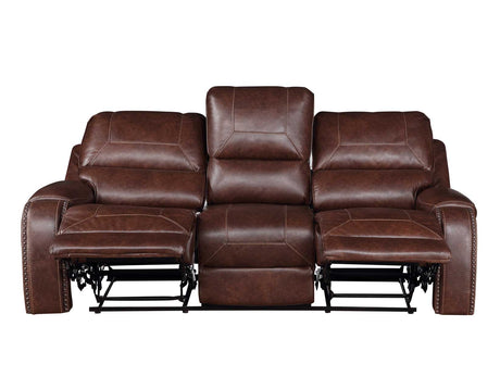 Keily Brown Reclining Sofa with Drop-Down Table by Steve Silver at Eve Furniture