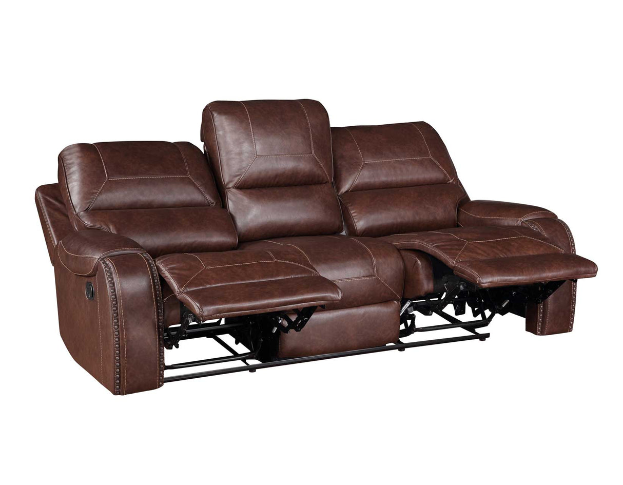 Keily Brown Reclining Sofa with Drop-Down Table by Steve Silver at Eve Furniture