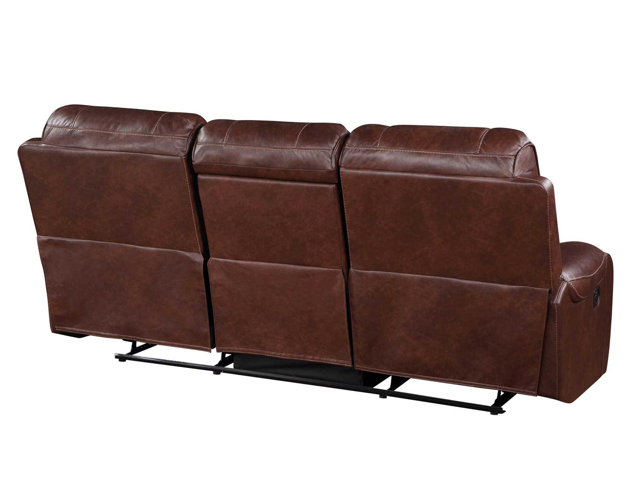 Keily Brown Reclining Sofa with Drop-Down Table by Steve Silver at Eve Furniture