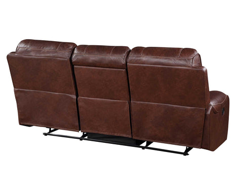 Keily Brown Reclining Sofa with Drop-Down Table by Steve Silver at Eve Furniture