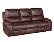 Keily Brown Reclining Sofa with Drop-Down Table by Steve Silver at Eve Furniture