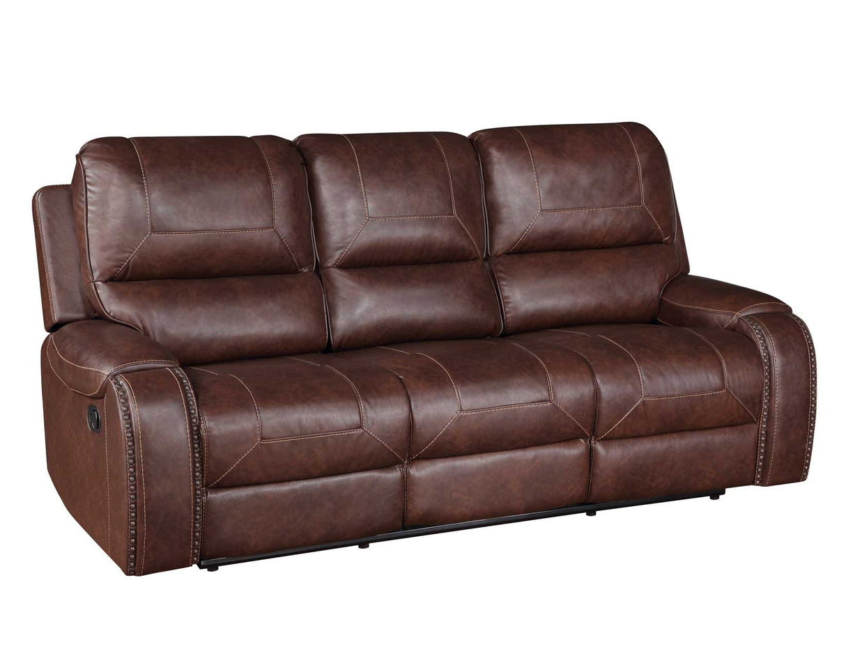 Keily Brown Reclining Sofa with Drop-Down Table by Steve Silver at Eve Furniture