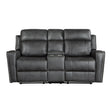 Kellen Smoky Gray Double Reclining Loveseat with Center Console by Homelegance at Eve Furniture