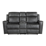 Kellen Smoky Gray Power Double Reclining Loveseat with Center Console by Homelegance at Eve Furniture