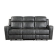 Kellen Smoky Gray Power Double Reclining Sofa by Homelegance at Eve Furniture