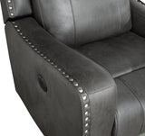 Kellen Smoky Gray Power Double Reclining Sofa by Homelegance at Eve Furniture