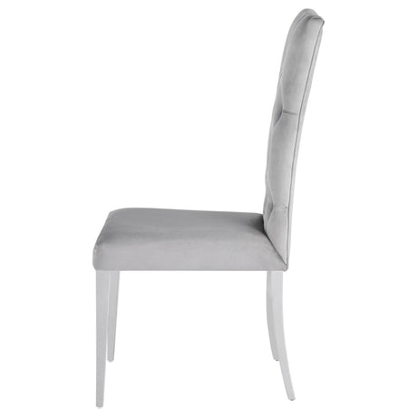 Kerwin Gray/Chrome Tufted Upholstered Side Chair, Set of 2 by Coaster at Eve Furniture