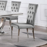 Kerwin Gray/Chrome Tufted Upholstered Side Chair, Set of 2 by Coaster at Eve Furniture