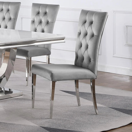 Kerwin Gray/Chrome Tufted Upholstered Side Chair, Set of 2 by Coaster at Eve Furniture