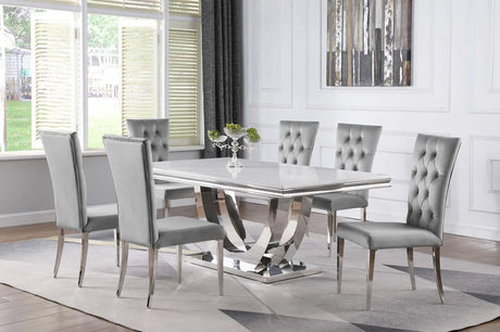 Kerwin Gray/Chrome Tufted Upholstered Side Chair, Set of 2 by Coaster at Eve Furniture