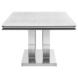 Kerwin White/Chrome Rectangle Faux Marble Top Dining Table by Coaster at Eve Furniture
