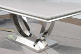 Kerwin White/Chrome Rectangle Faux Marble Top Dining Table by Coaster at Eve Furniture