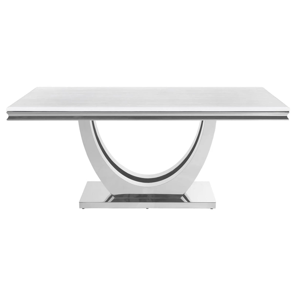 Kerwin White/Chrome Rectangle Faux Marble Top Dining Table by Coaster at Eve Furniture