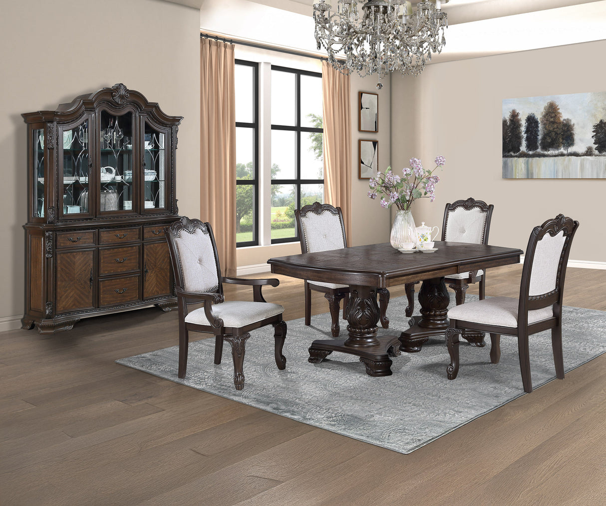 Kiera Coffee Brown Formal Extendable Dining Set by Crown Mark at Eve Furniture