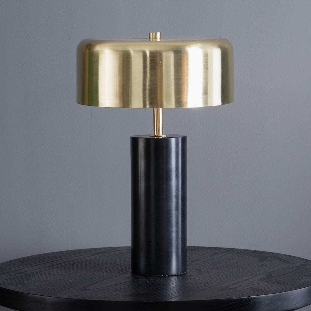Kinetic Table Lamp - Gold outer and White inner by Ashcroft Imports at Eve Furniture