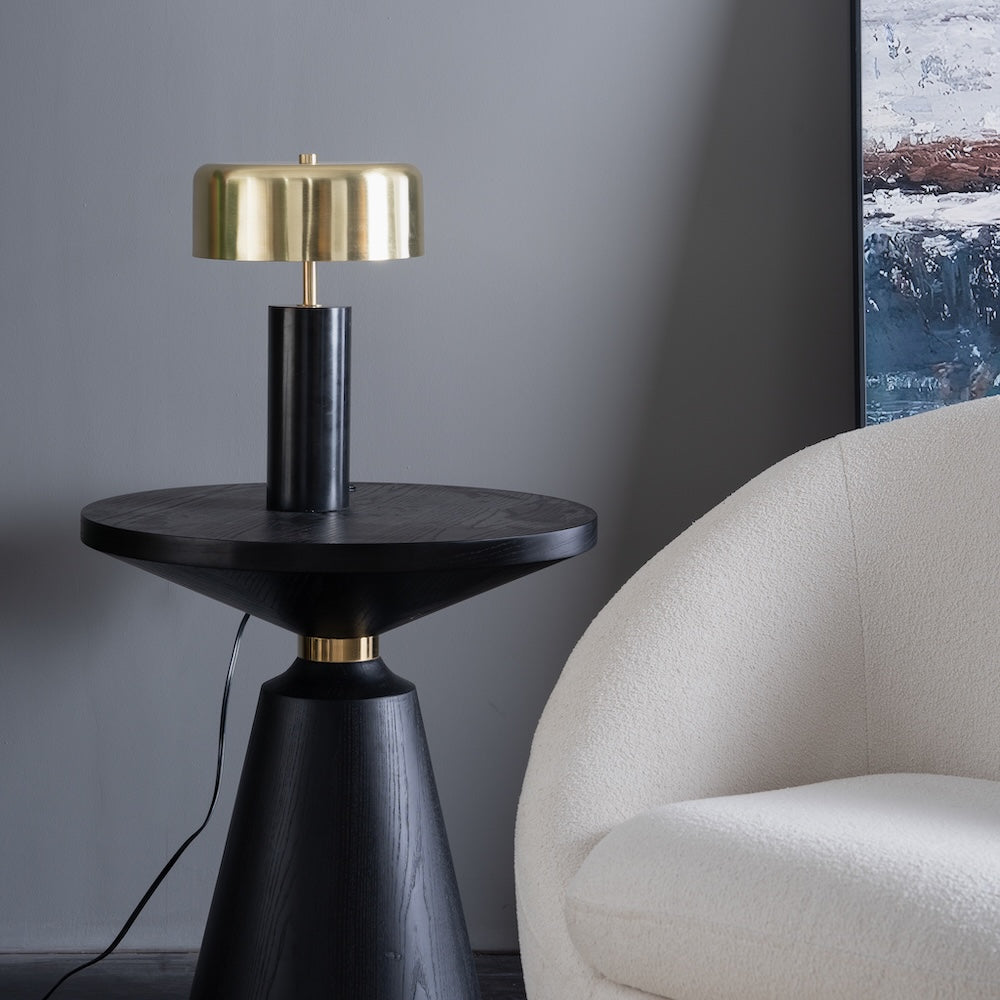 Kinetic Table Lamp - Gold outer and White inner by Ashcroft Imports at Eve Furniture