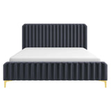 Bethany Velvet Upholstered Platform Bed Queen by Ashcroft Imports at Eve Furniture