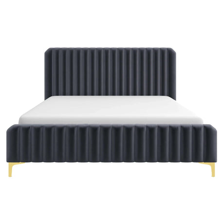 Bethany Velvet Upholstered Platform Bed Queen by Ashcroft Imports at Eve Furniture