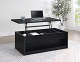 Knapp Black Lift Top Cocktail Coffee Table with Dual Drawers by Coaster at Eve Furniture
