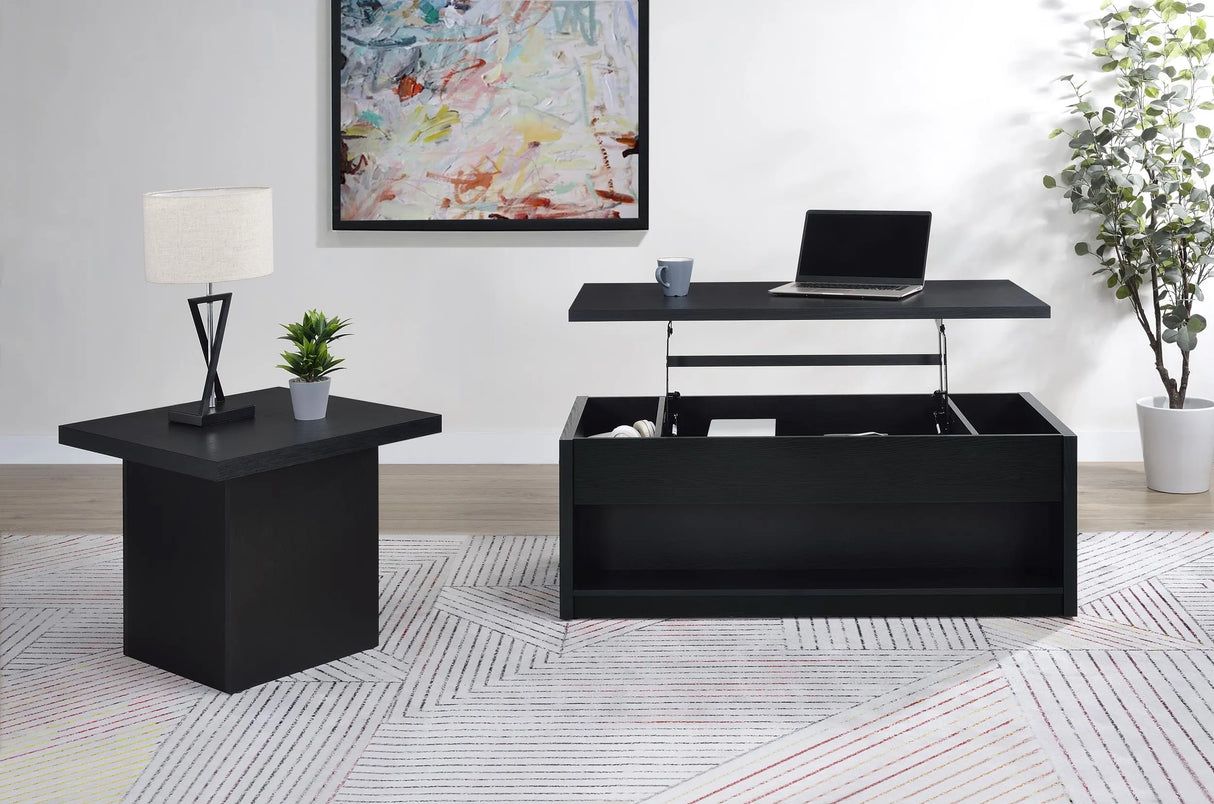 Knapp Black Lift Top Cocktail Coffee Table with Dual Drawers by Coaster at Eve Furniture