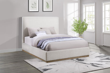 Knox Cream Upholstered Eastern King Platform Bed by Coaster at Eve Furniture