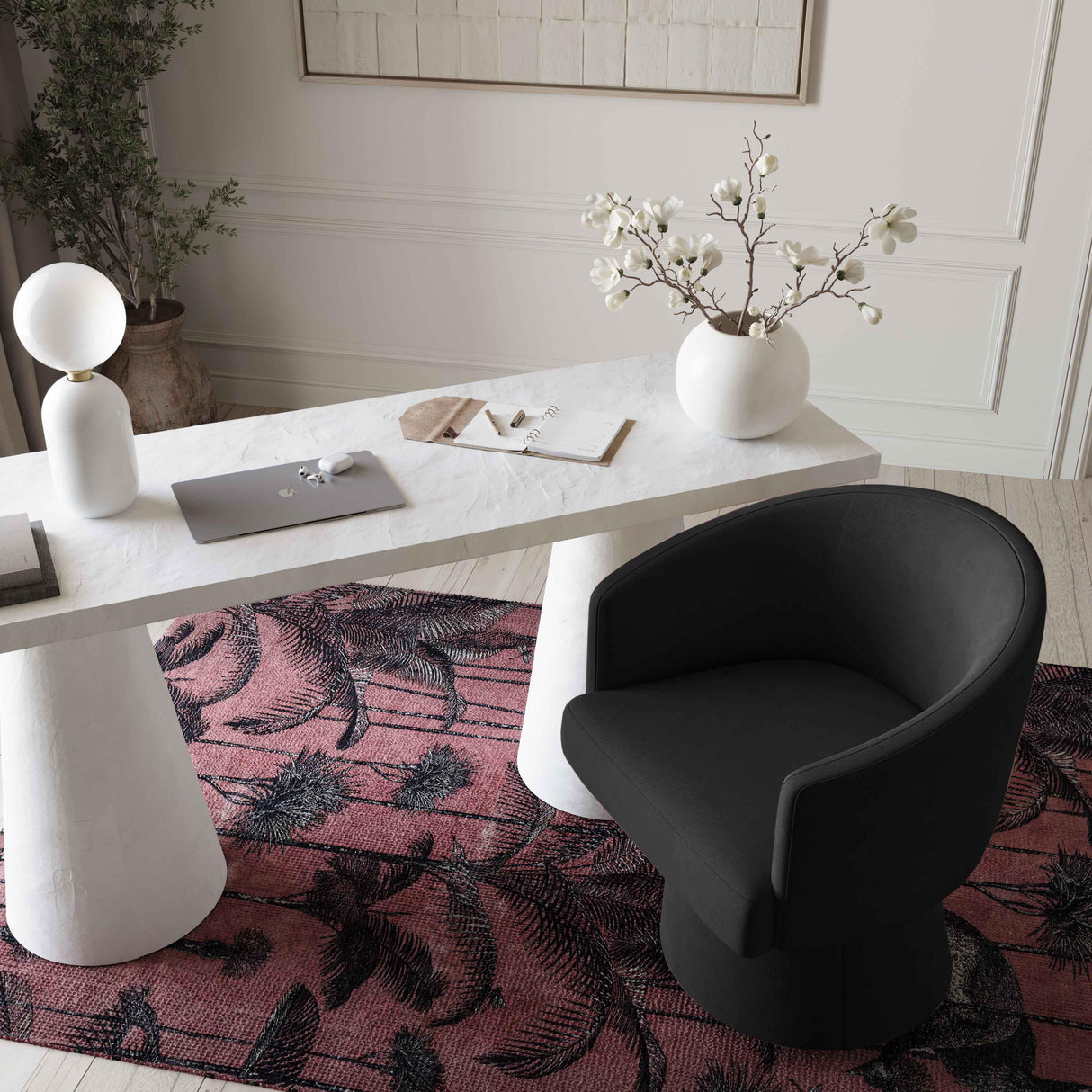 Kristen Upcycled Chenille Rolling Desk Chair by TOV Furniture at Eve Furniture