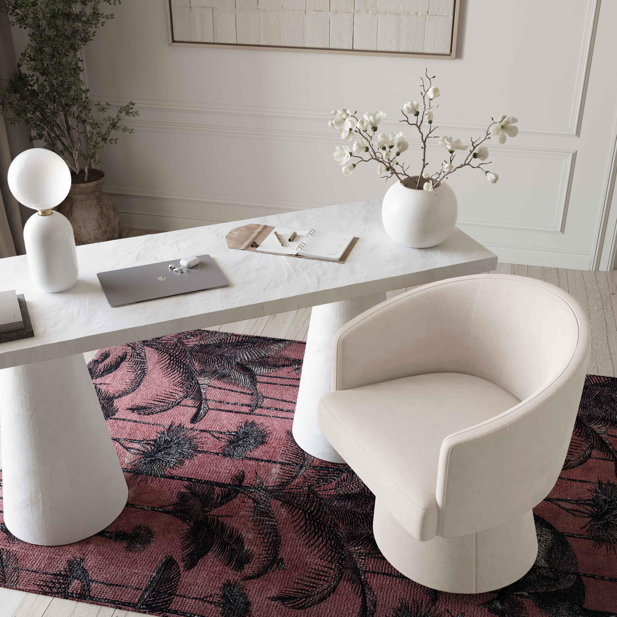 Kristen Upcycled Chenille Rolling Desk Chair by TOV Furniture at Eve Furniture