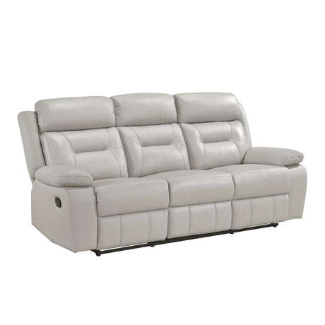 Laconia Silver Leather Double Reclining Sofa by Homelegance at Eve Furniture