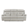 Laconia Silver Leather Double Reclining Sofa by Homelegance at Eve Furniture